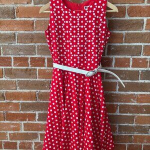Retro Polka Dot 1950s Fit + Flare Polka Dot Dress + CUSTOM RHINESTONES Girls 14